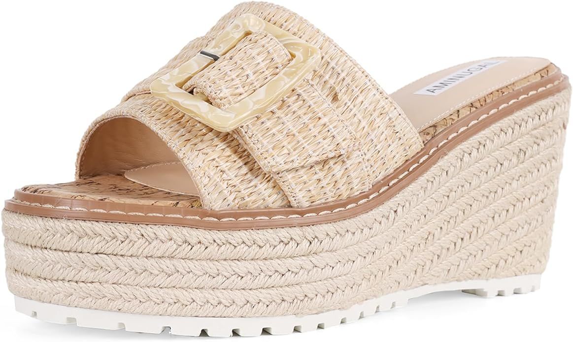 AMINUGAL Platform Espadrilles for Women Comfortable Wedge Sandals for Women Casual Summer Espadri... | Amazon (US)