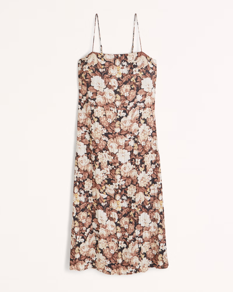 Crinkle Satin Midi Dress | Abercrombie & Fitch (US)
