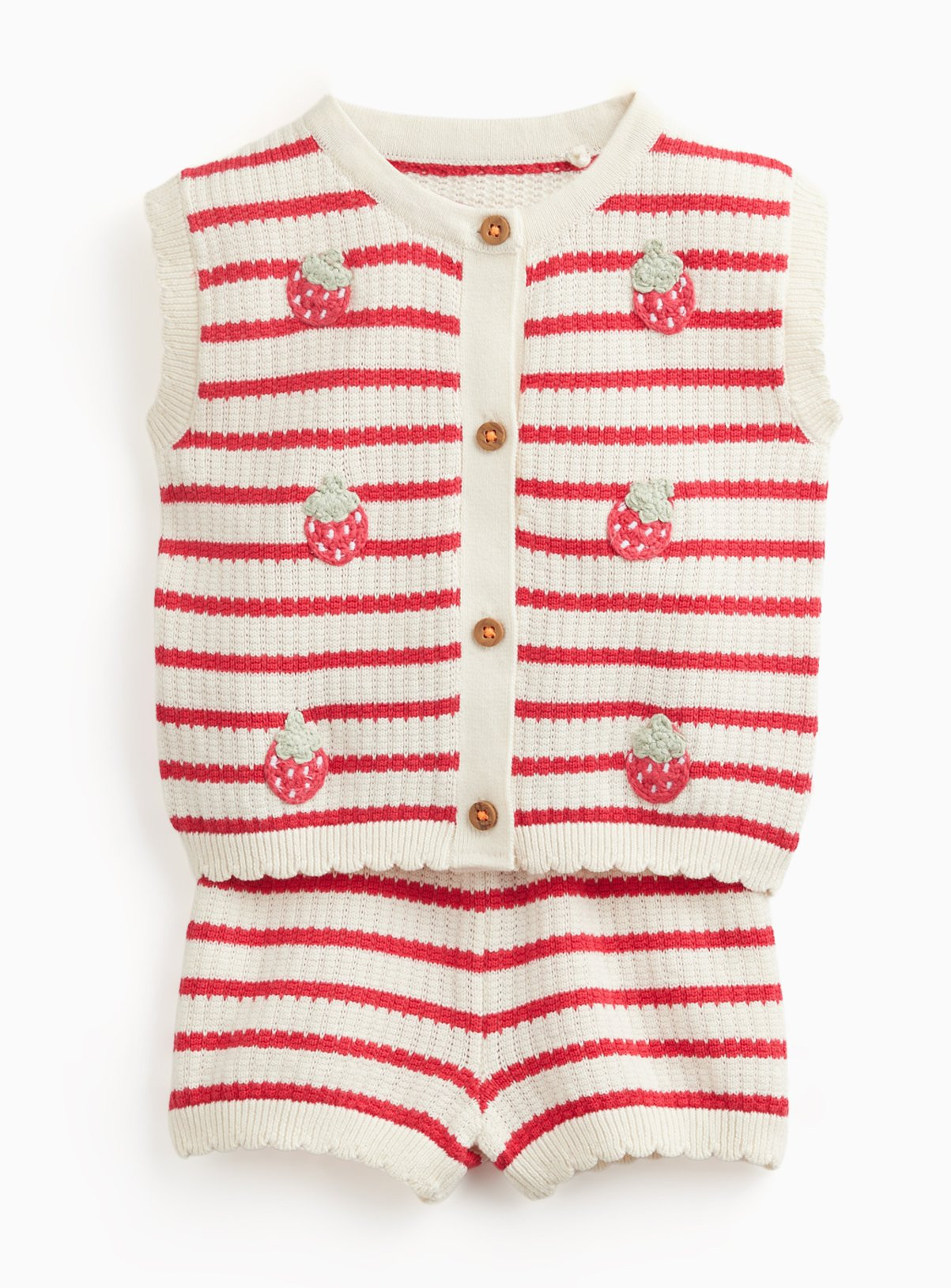 Red Stripe Strawberry Print Top & Shorts Set Up to 3 mths | Tu Clothing