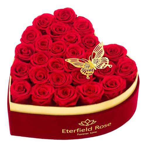 Eterfield 27 Forever Flowers in Heart Shape Box, Christmas Preserved Roses That Last Over a Year Preserved Flowers Birthday Gifts for Her Women Mom Wife Anniversary Valentines Day Mothers Day, Red | Amazon (US)