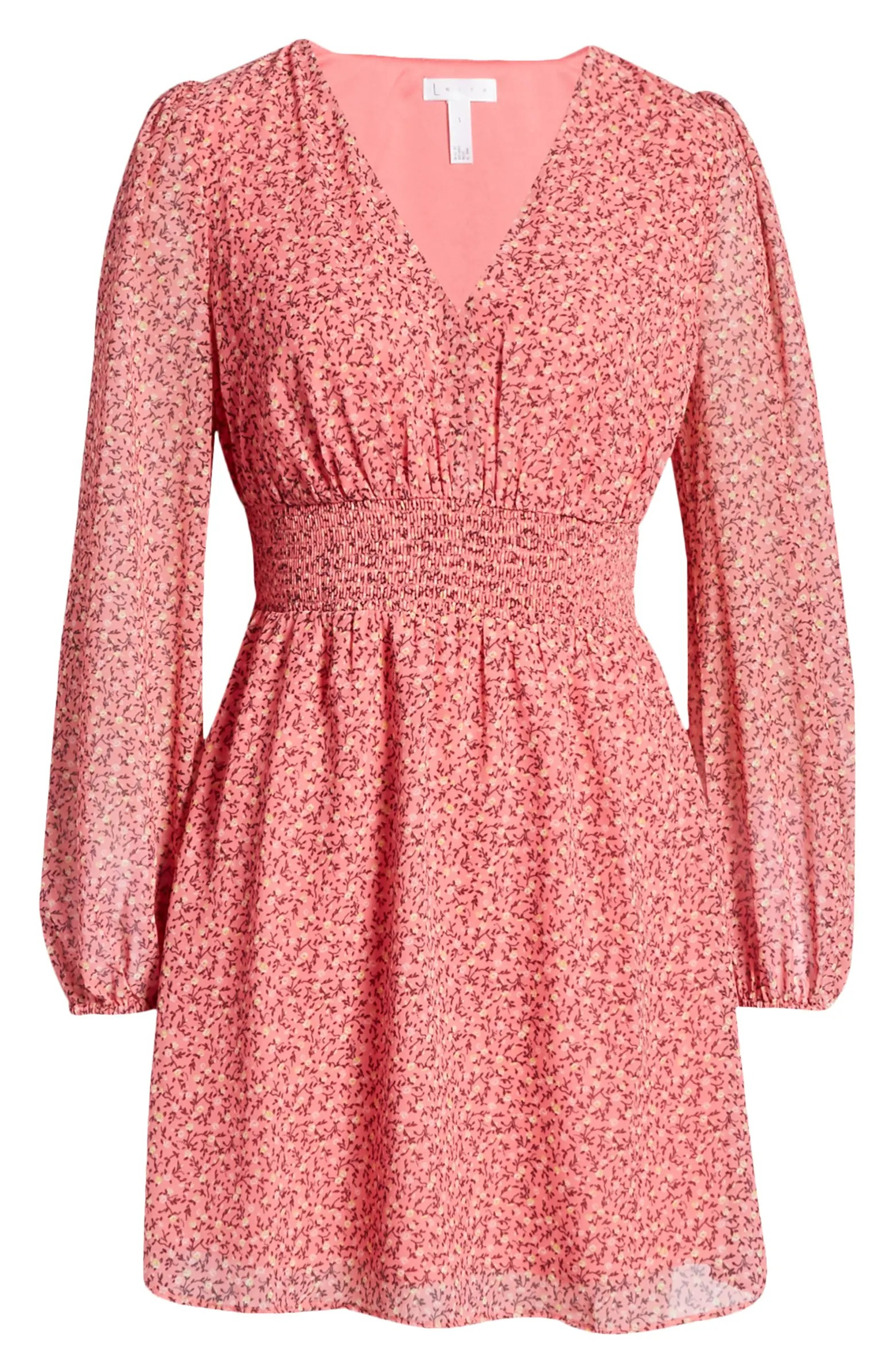 Smocked Waist Long Sleeve Minidress | Nordstrom