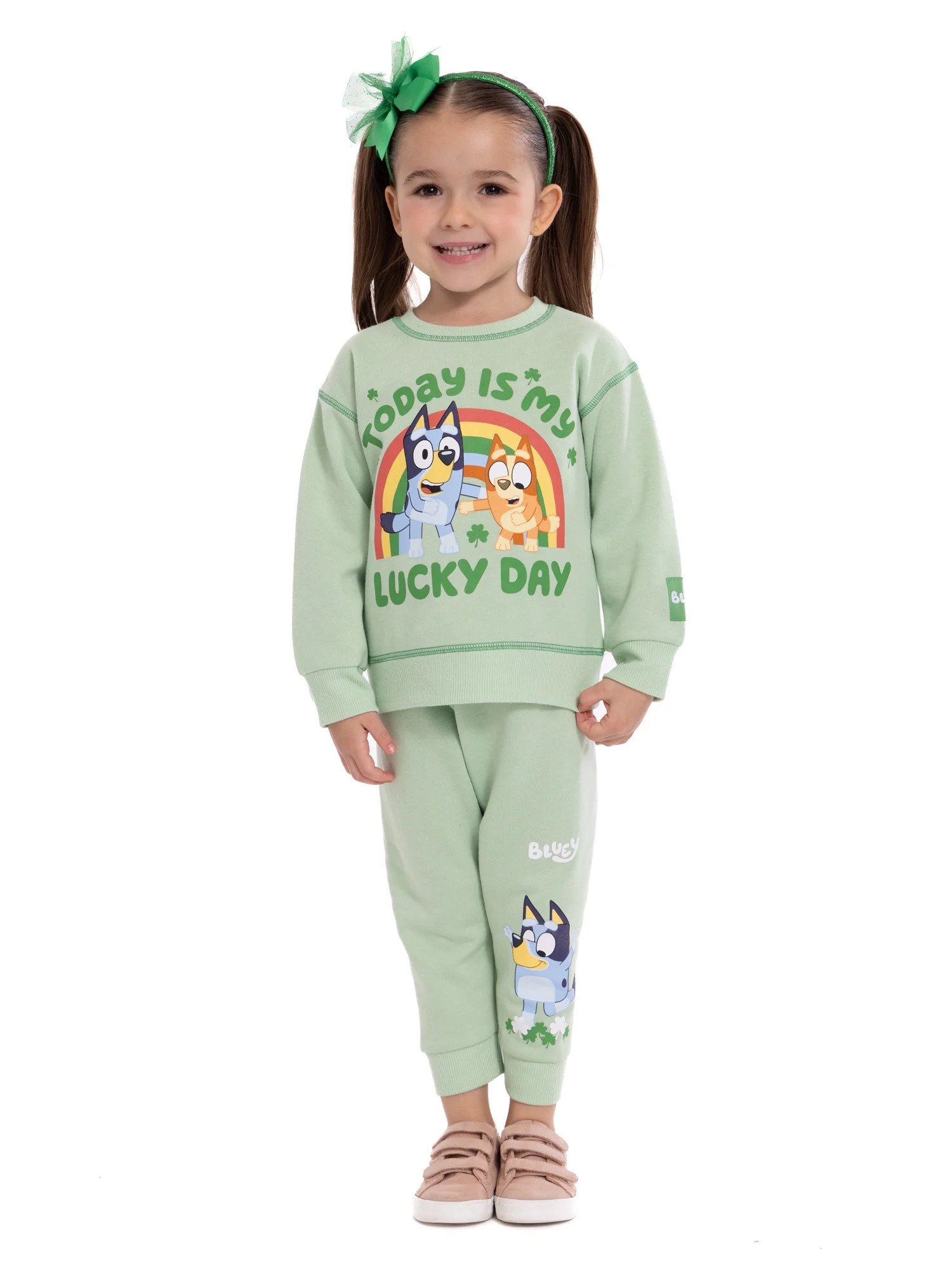 Bluey Toddlers' St. Patrick's Day Graphic Sweatshirt and Jogger Pants Set, 2-Piece, Sizes 12M - 5... | Walmart (US)
