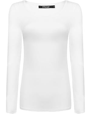 OThread & Co. Women's Long Sleeve T-Shirt Scoop Neck Basic Layer Stretchy Shirts | Amazon (US)