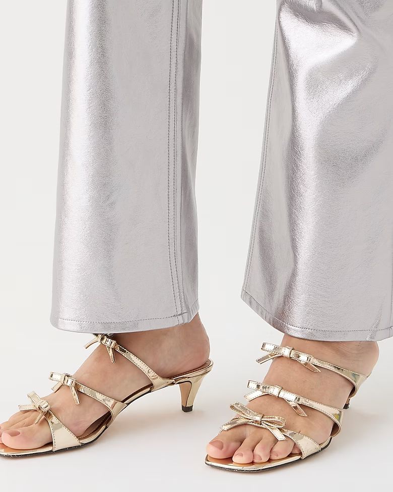 Zadie bow-strap heels in metallic leather | J. Crew US