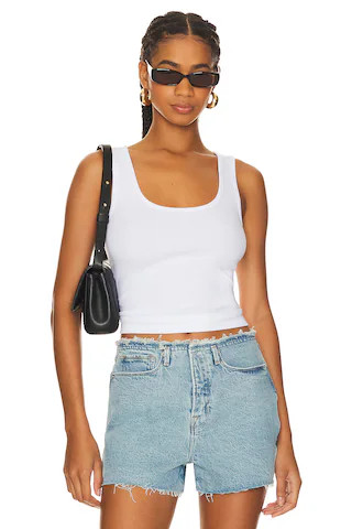 Good American Heritage Scoop Tank Top in White 001 from Revolve.com | Revolve Clothing (Global)