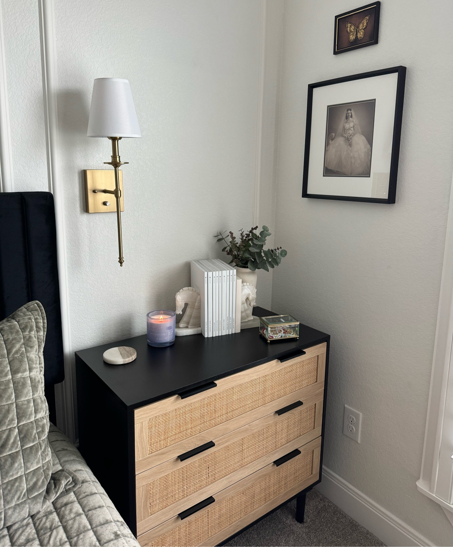 Black nightstands, three drawer dresser 

#LTKSeasonal #LTKhome