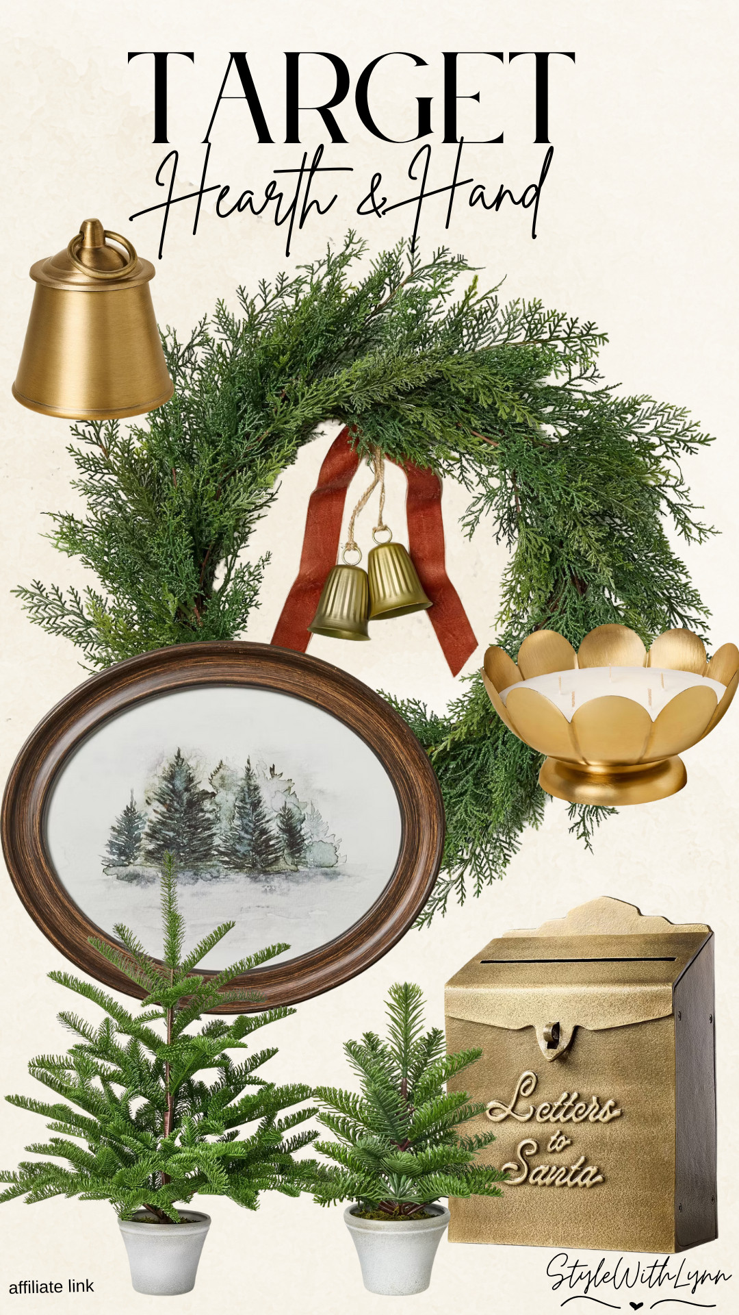 These new arrivals from the Magnolia line are giving classic Christmas charm! From cozy wreaths and brass bells to the prettiest “Letters to Santa” mailbox. Every piece adds that timeless holiday touch.

🛒 Shop my picks from the Target Hearth & Hand Christmas collection below. Perfect for your entryway, mantel, or tabletop!


#TargetFinds #HearthAndHand #TargetChristmasDecor #HolidayHomeDecor #ChristmasDecorIdeas #StyleWithLynn 

 #LTKSeasonal #LTKHome #LTKFindsUnder50