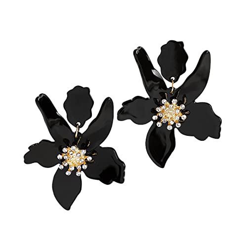 Boho Flower Drop Dangle Earrings for Women - Black Statement Earring Jewelry Sister Mom Lover and Friends | Amazon (US)