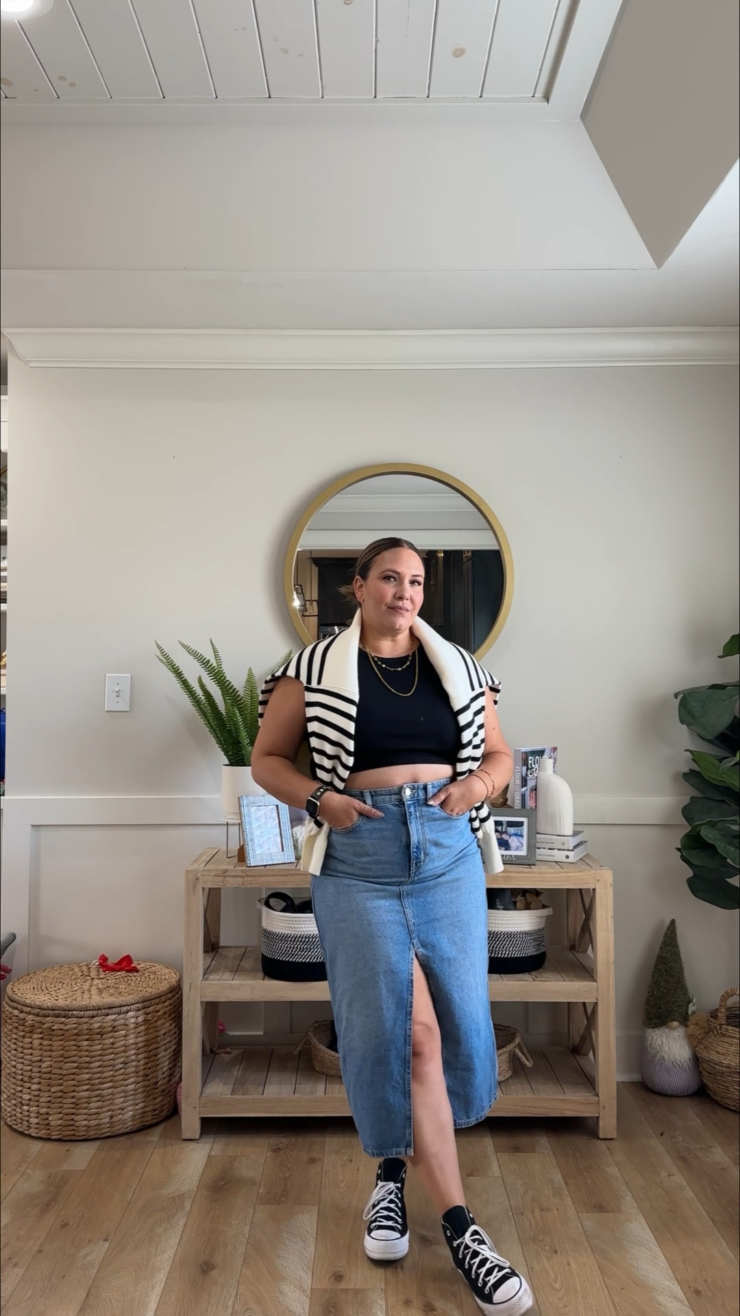 Sharing two ways to wear this denim midi skirt! Wearing the XL-I suggest sizing up as it runs small 

#LTKmidsize #LTKstyletip #LTKover40