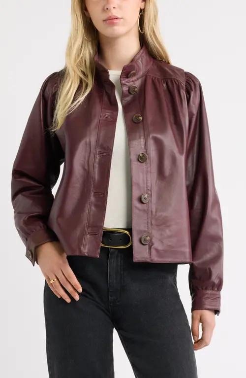 Treasure & Bond Leather Swing Jacket in Burgundy Royale at Nordstrom, Size X-Small | Nordstrom