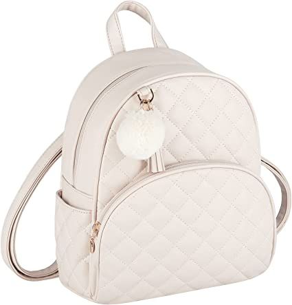 ECOSUSI Mini Backpack Women Leather Small Backpack Purse for Teen Girls Cute Pom Bookbag Travel S... | Amazon (US)