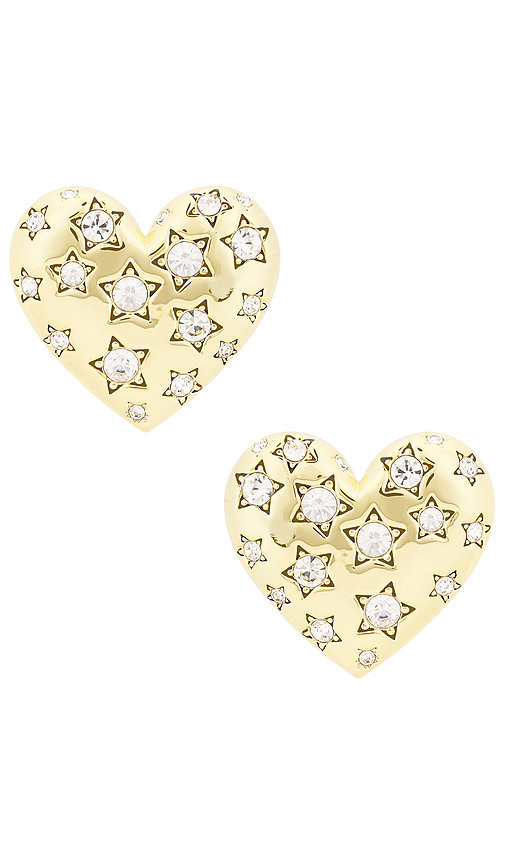 Lele Sadoughi Celestial Heart Button Earring in Metallic Gold. | Revolve Clothing (Global)