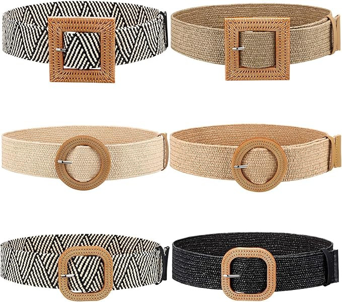 What you will receive: you will receive 6 pieces of straw woven elastic waist belts available in 3 d | Amazon (US)