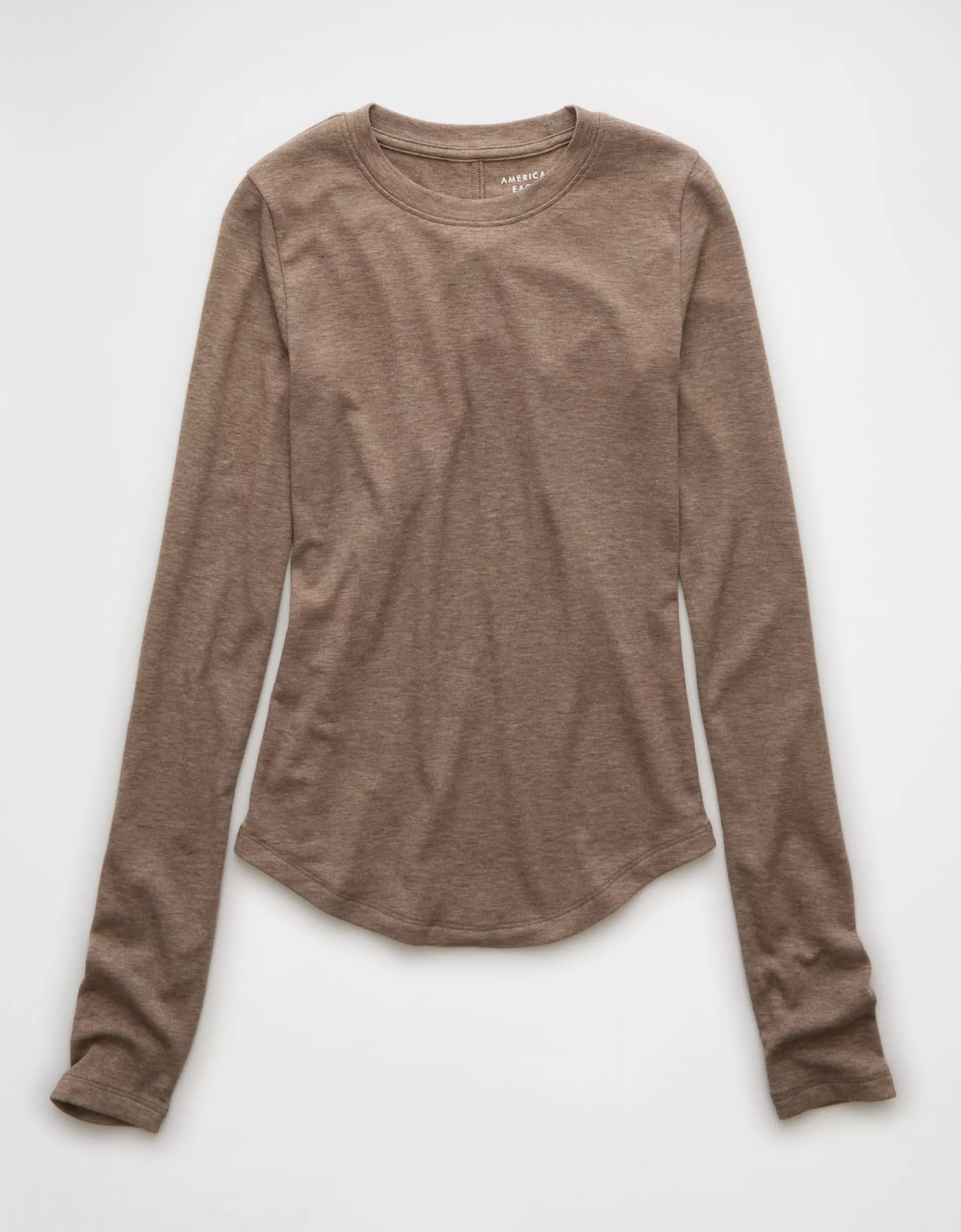 AE Cozy Up Long-Sleeve Layering T-Shirt | American Eagle Outfitters (US & CA)
