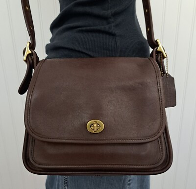 Vintage COACH RAMBLER Dark Brown Leather Crossbody Bag Hobo Purse 9061 | eBay US