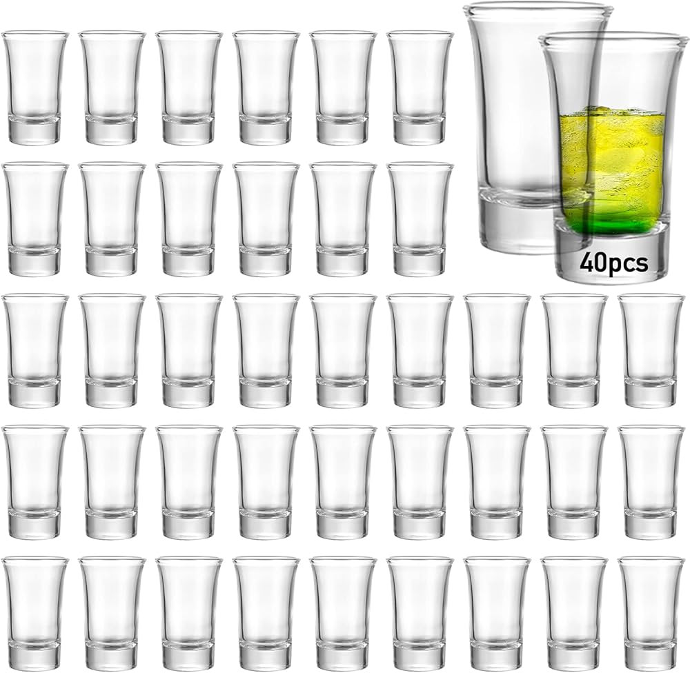 40 Pack Shot Glass Bulk Set with Heavy Base, 1.5 Ounce Clear Shot Round Shot Glasses Small Glass ... | Amazon (US)