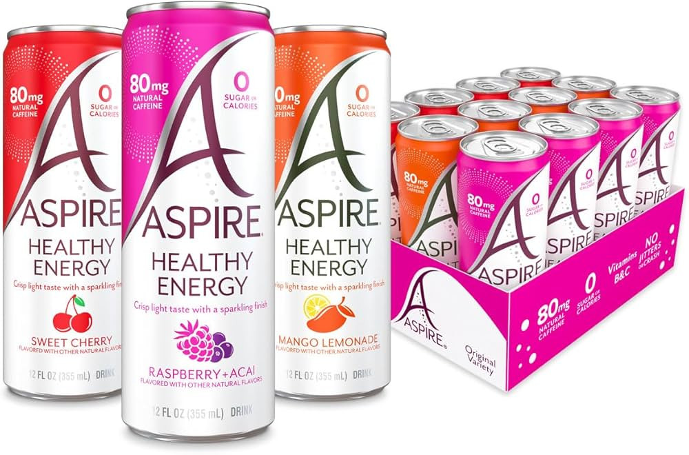 Aspire Original Variety Pack, Healthy Energy Drink with Low Caffeine, No Sugar, Carbs, and Keto F... | Amazon (US)