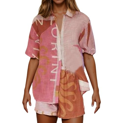 Amazon.com: Women's Vacation Beach Two Piece Outfits Casual Floral Button Down Shirt Tops and Dra... | Amazon (US)