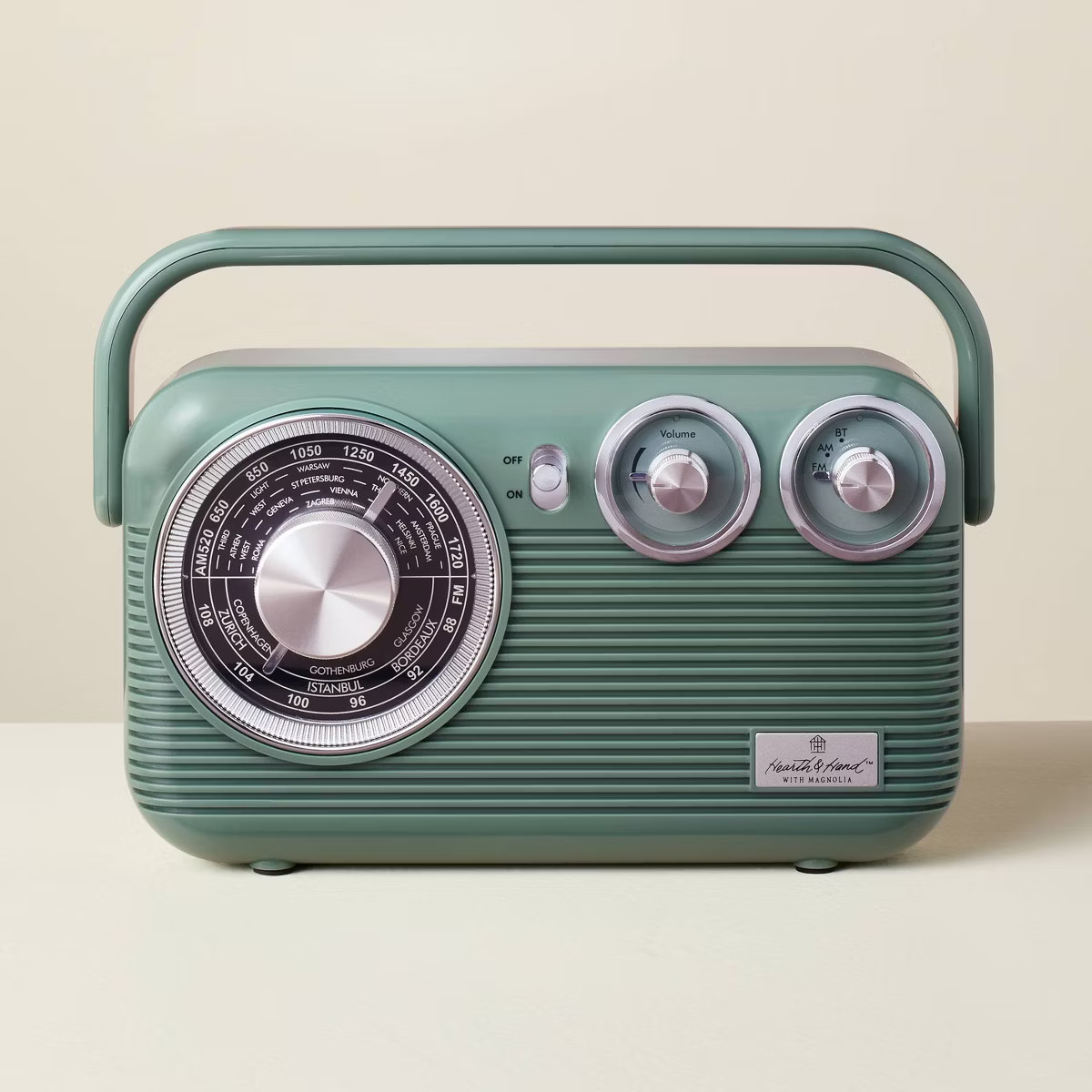 Retro Portable AM/FM Bluetooth Radio Green - Hearth & Hand™ with Magnolia | Target