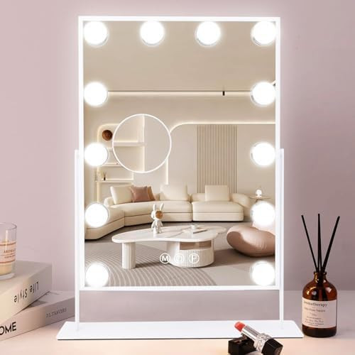 COOLJEEN Makeup Mirror Vanity Mirror with Lights - 12 Led Bulbs Lighted Hollywood Mirror, 10X Mag... | Amazon (US)