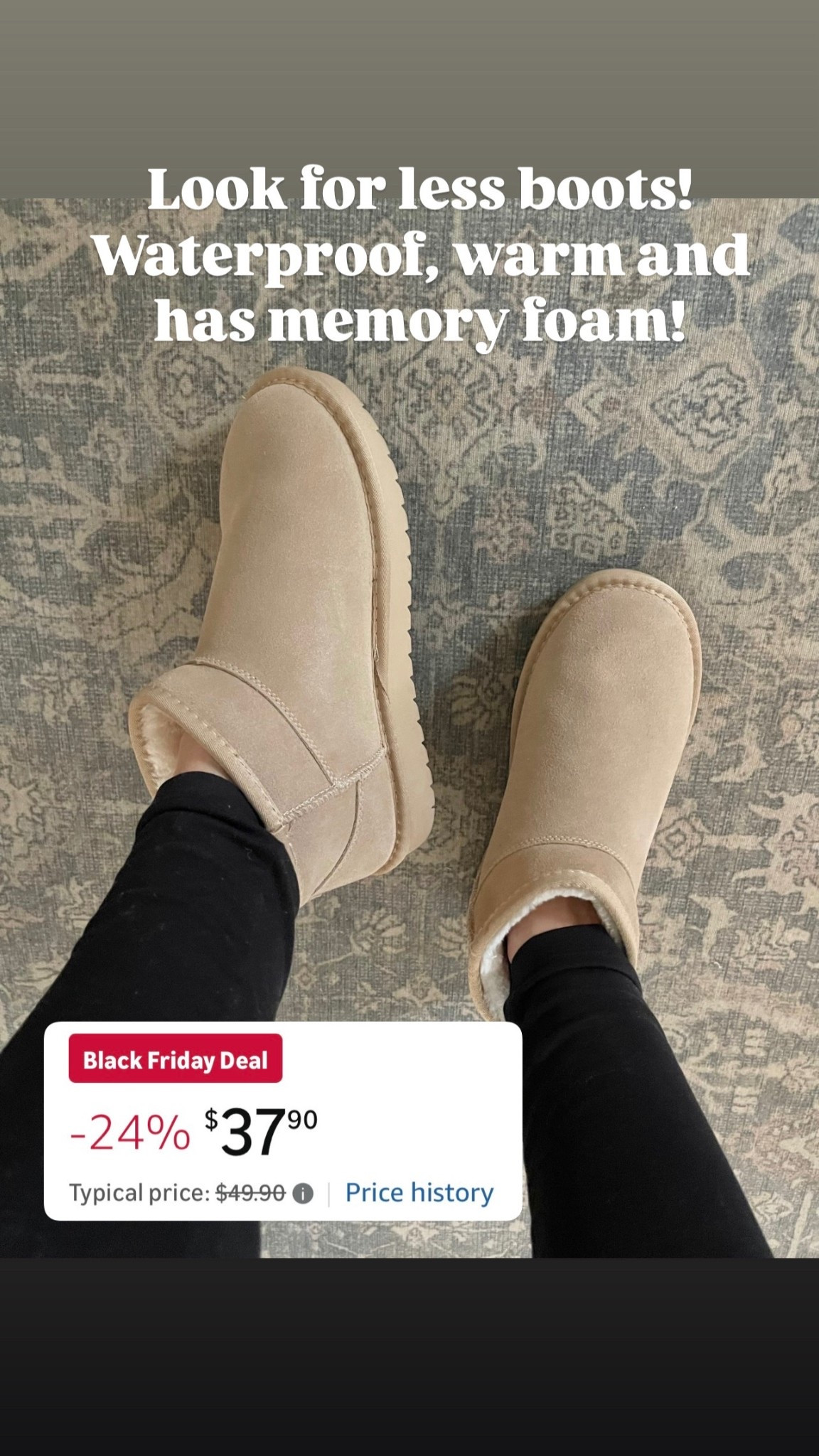 Black Friday deal under $38! These look for less boots are so warm, has memory foam and they are water proof!

#LTKGiftGuide #LTKSeasonal #LTKSaleAlert