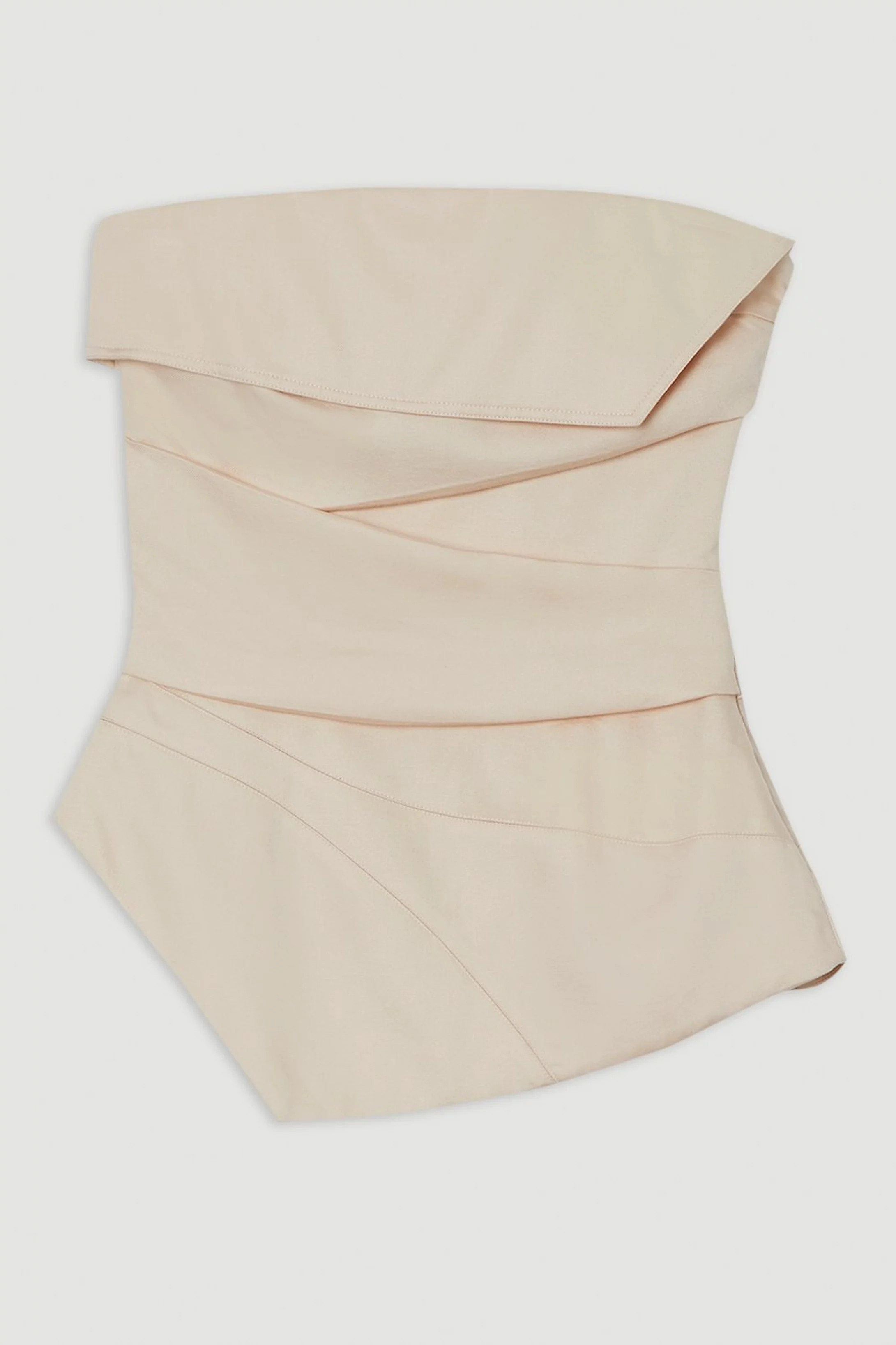 Premium Linen Structured Pleated Tailored Bandeau Top | Karen Millen UK + IE + DE + NL