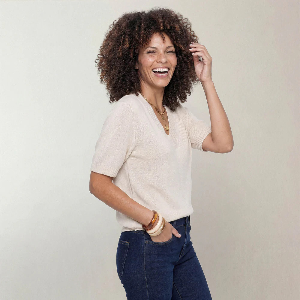 The Arla Cashmere Blend V-Neck | Marame