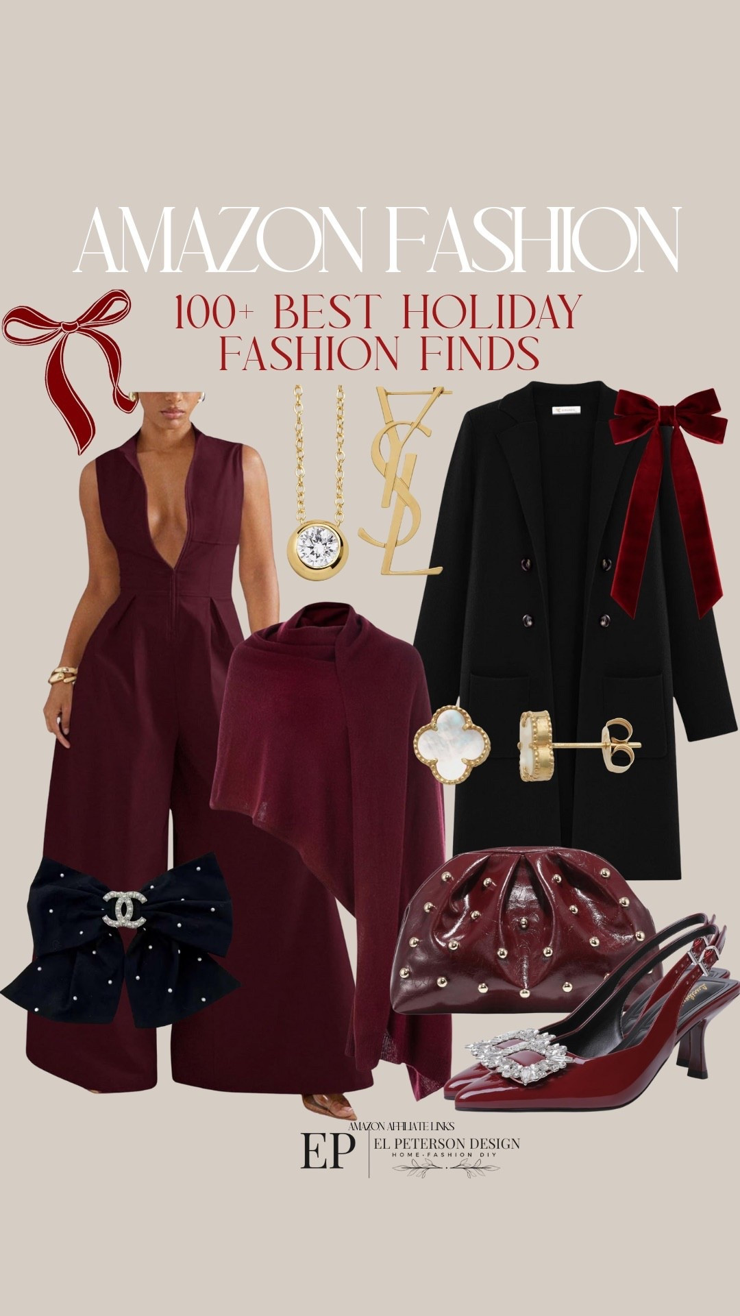 Amazon Fashion 
Jumpsuit
Jacket
Purse
Heels
Shawl 
Hair clip
Necklace 
Earrings


#LTKFindsUnder100 #LTKFindsUnder50