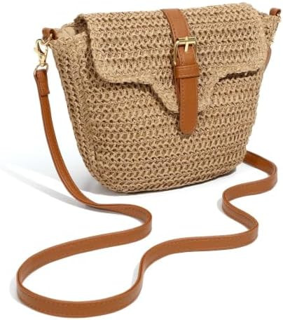 Straw Bag Beach Purse Summer Purses for Women Vacation Handbags Woven Crossbody Bags Straw Should... | Amazon (US)