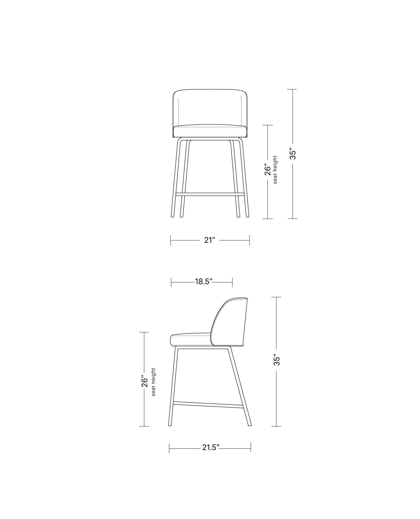 Graham Metal Framed Upholstered Counter Stool | Interior Define