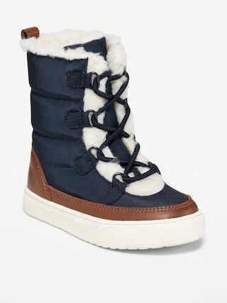 Sherpa-Lined Lace-Up Boots for Toddler Boys | Old Navy (US)