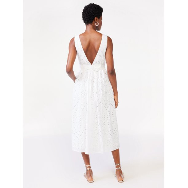 Scoop Women's Eyelet Midi Dress | Walmart (US)
