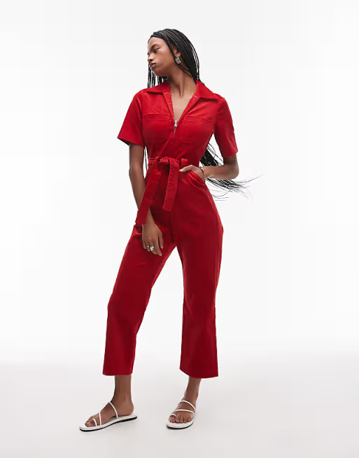 & Other Stories belted corduroy jumpsuit in red | ASOS (Global)