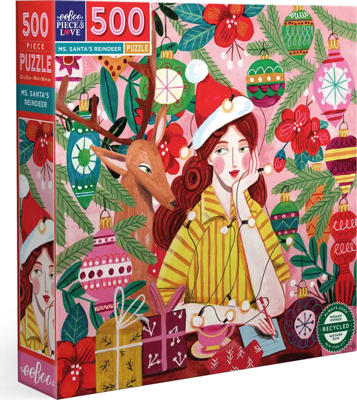 eeBoo Ms. Santa's Reindeer 500-Piece Puzzle | Nordstrom | Nordstrom