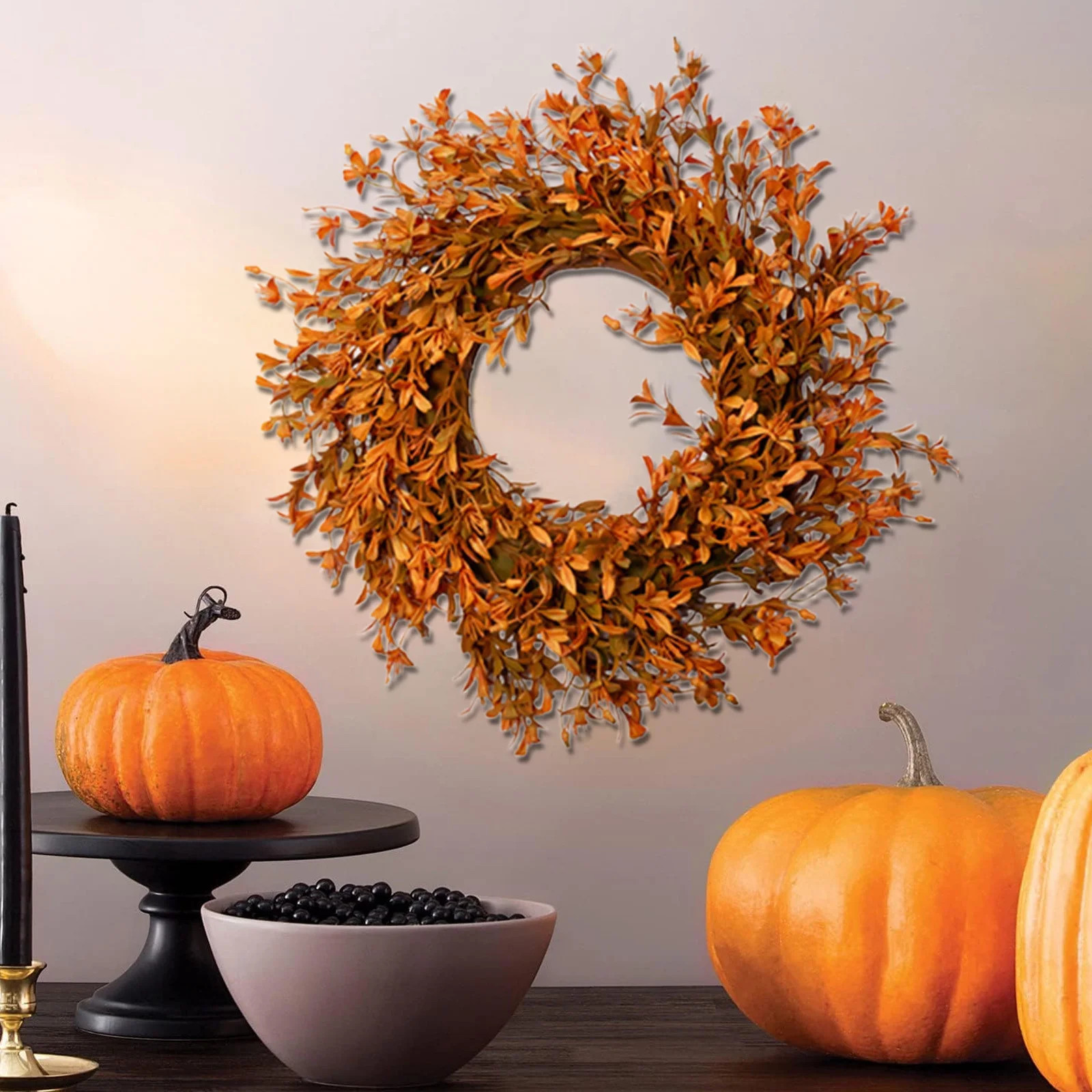 Halloween Wreaths for Front Door Rustic Autumn Wreath Fall Door Wreaths Maple Leave Farmhouse Wre... | Walmart (US)