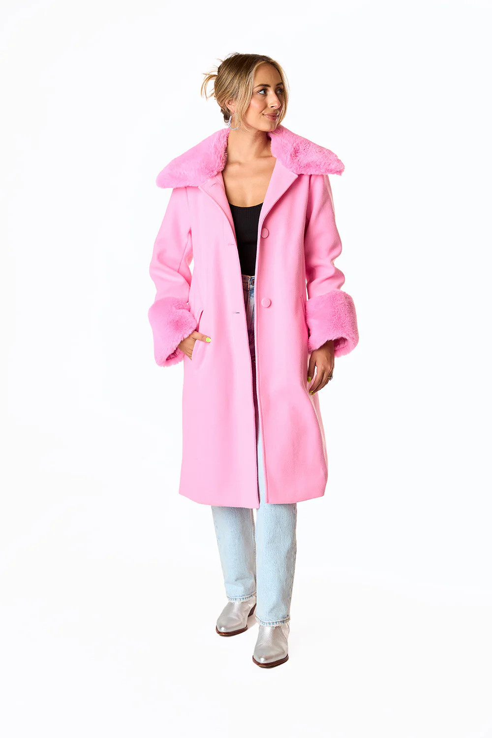 BuddyLove | Carmine Faux Fur Trim Coat | Star Dust | BuddyLove