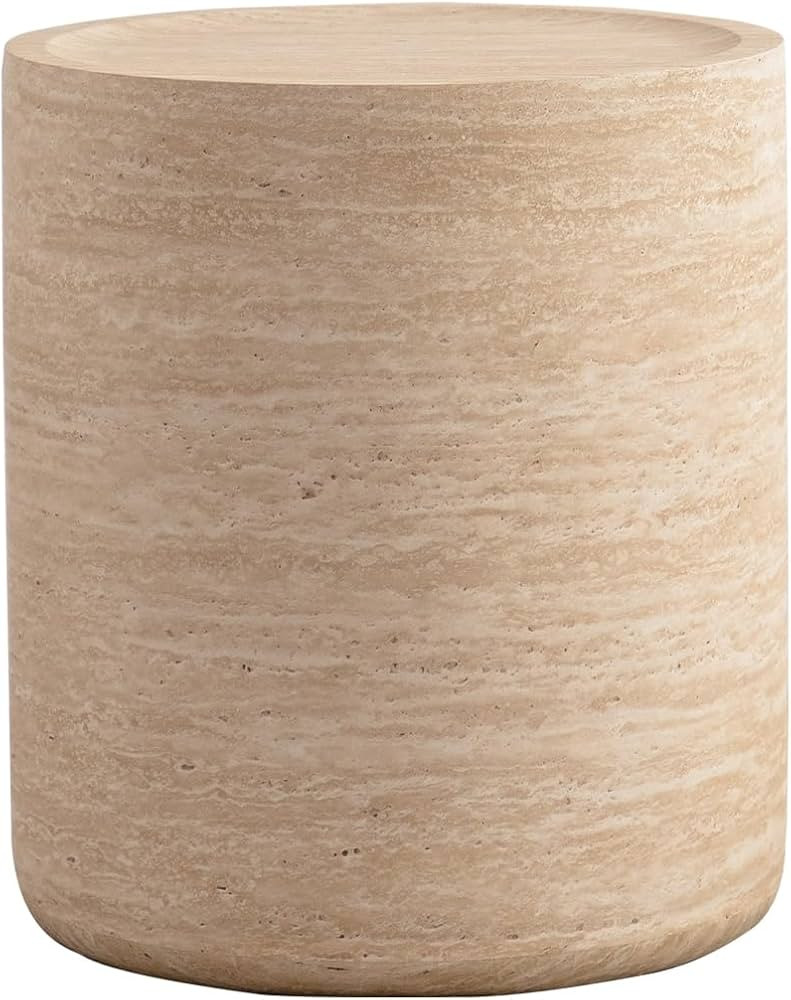 Round End Table for Living Room, Modern Drum Circle Side Table for Small Spaces, Nightstand Sofa ... | Amazon (US)