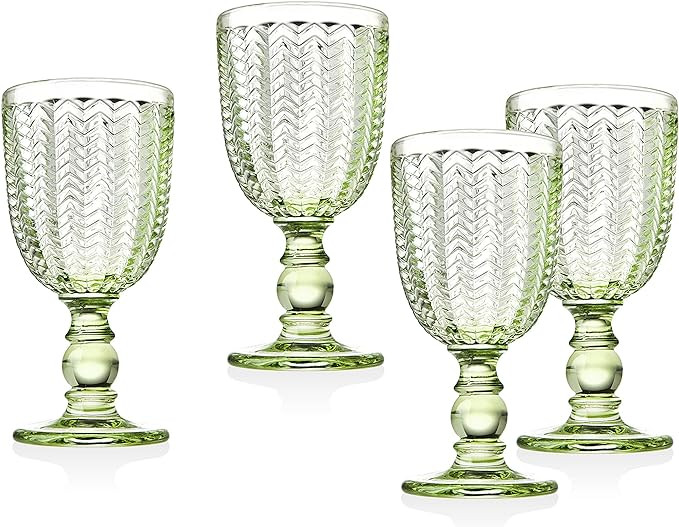Twill Goblet Beverage Glass Cup by Godinger - Emerald Green - Set of 4 | Amazon (US)
