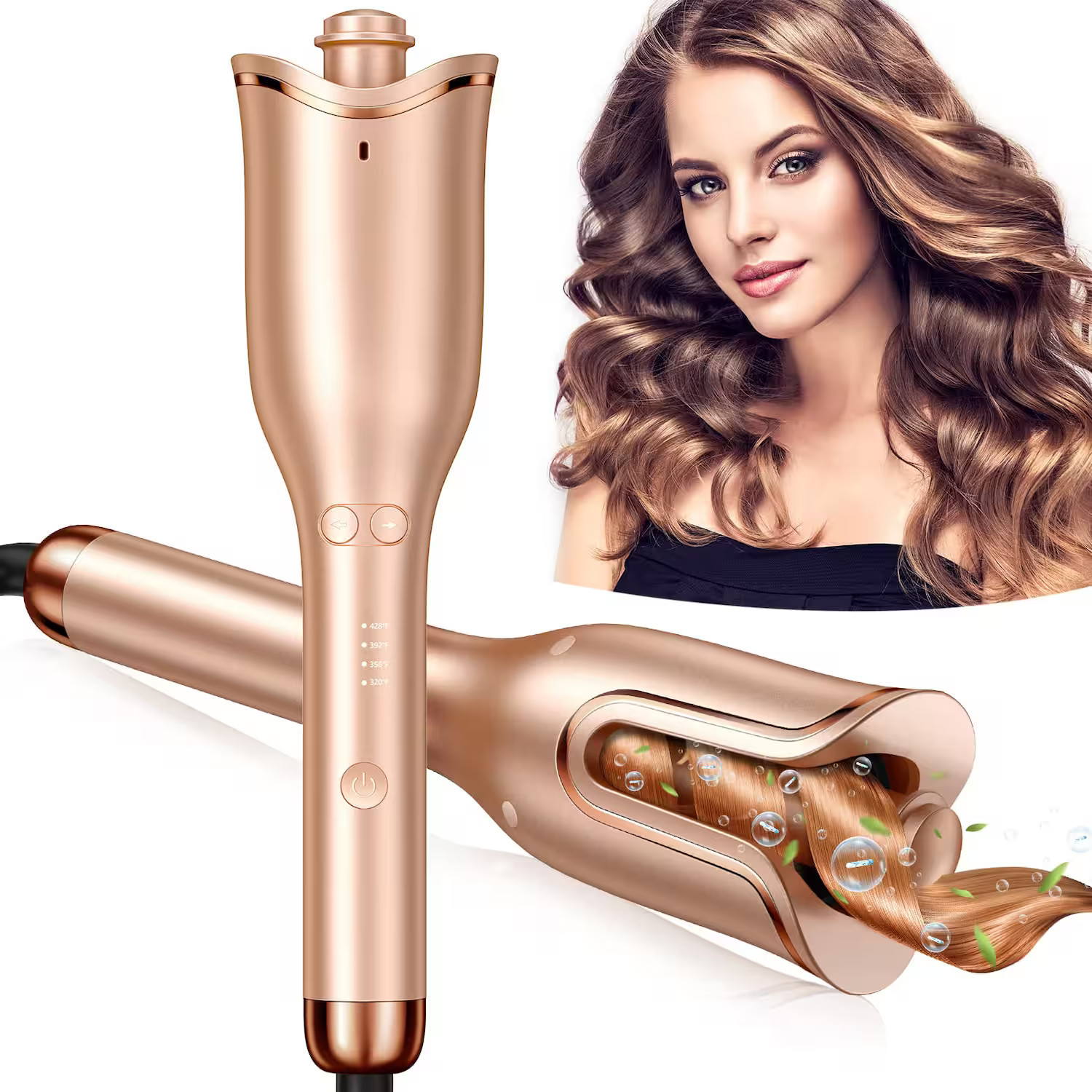 DORLUKFU - Automatic Curling Iron, Professional Automatic Hair Curler with 1"" Curling Wand Large Slot & 4 Temperature & 3 Timer, | Best Buy U.S.