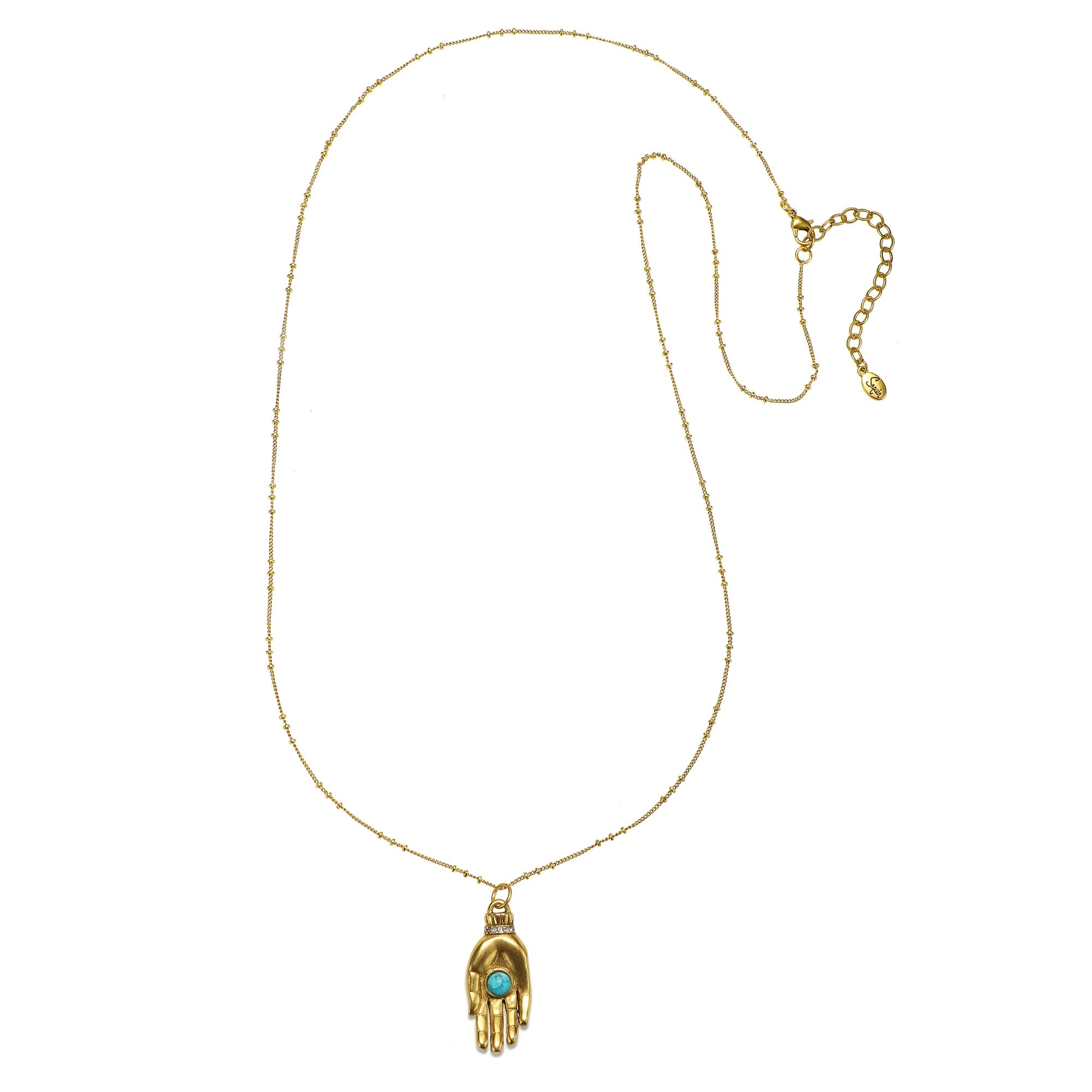 Hand Of Fatima Long Talisman Necklace | Sequin