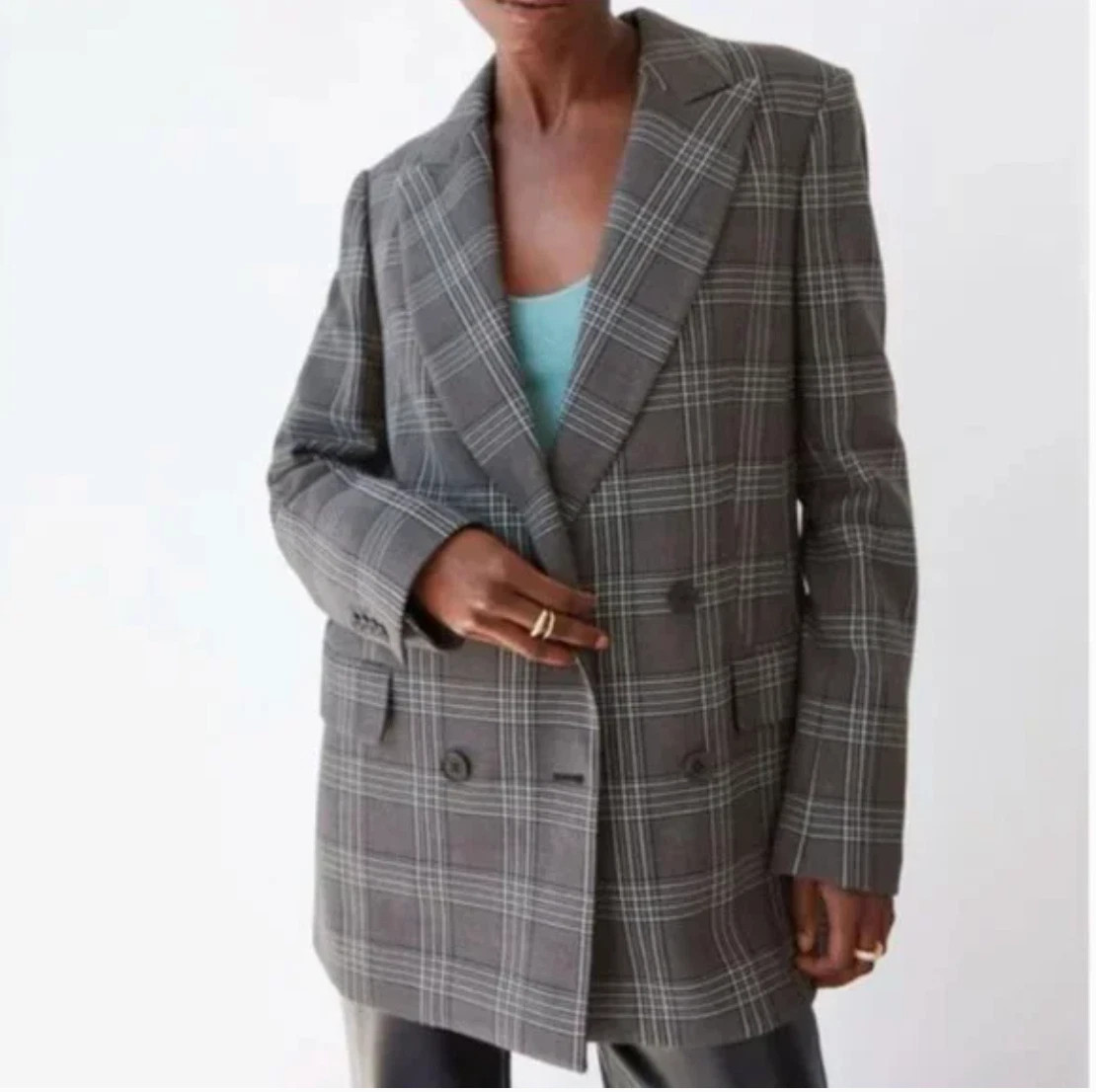 Aritzia Wilfred Margaux Blazer Plaid double-breasted blazer - Size 0/XS | eBay US