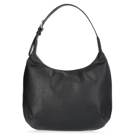 Time and Tru Women's Sybil Faux Leather Hobo Handbag, Black | Walmart (US)