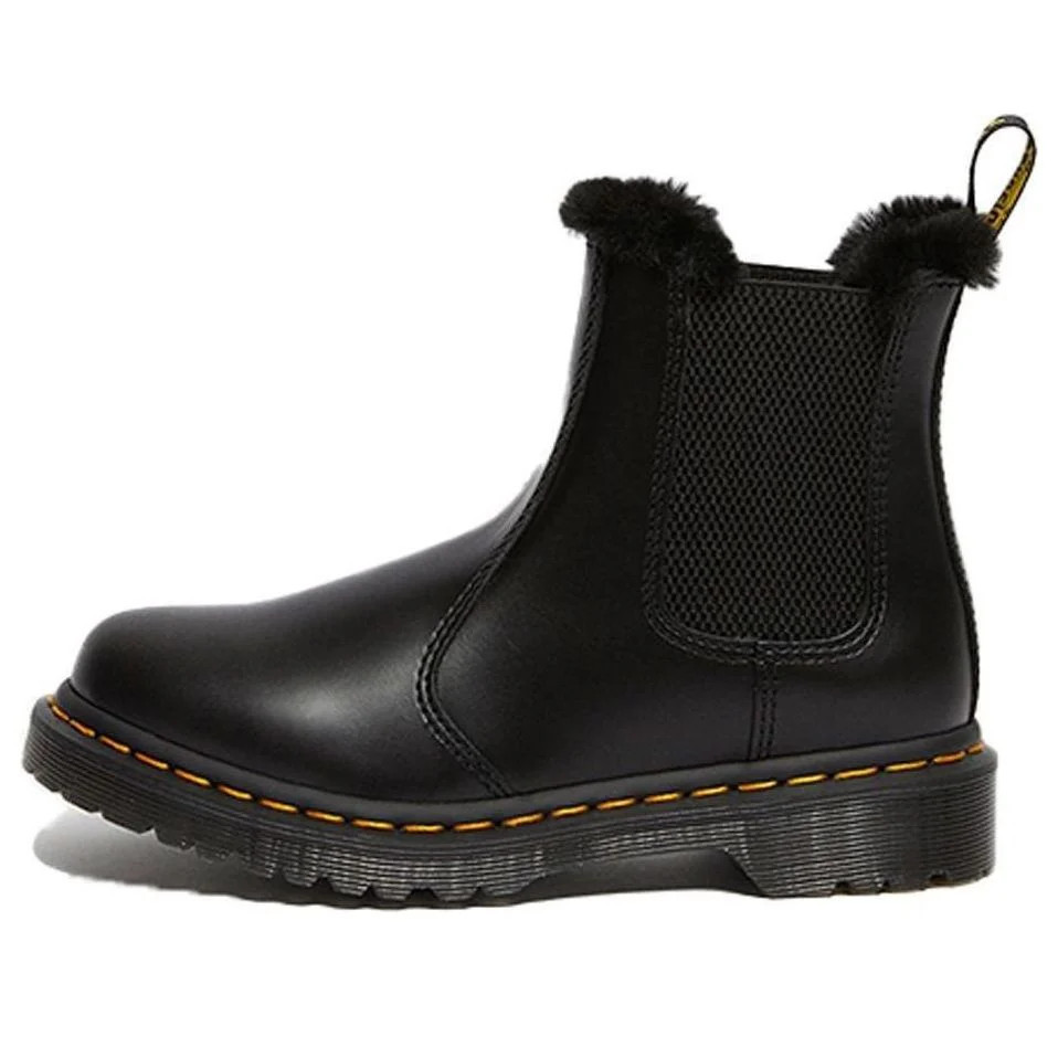 Dr.Martens 2976 Leonore Faux Fur Lined Chelsea Boots 'Dark Grey' | KICKS CREW