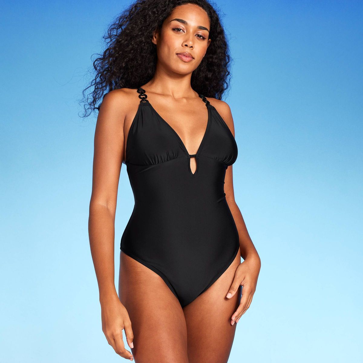 Women's Plunge Hardware Trim Cheeky One Piece Swimsuit - Shade & Shore™ | Target