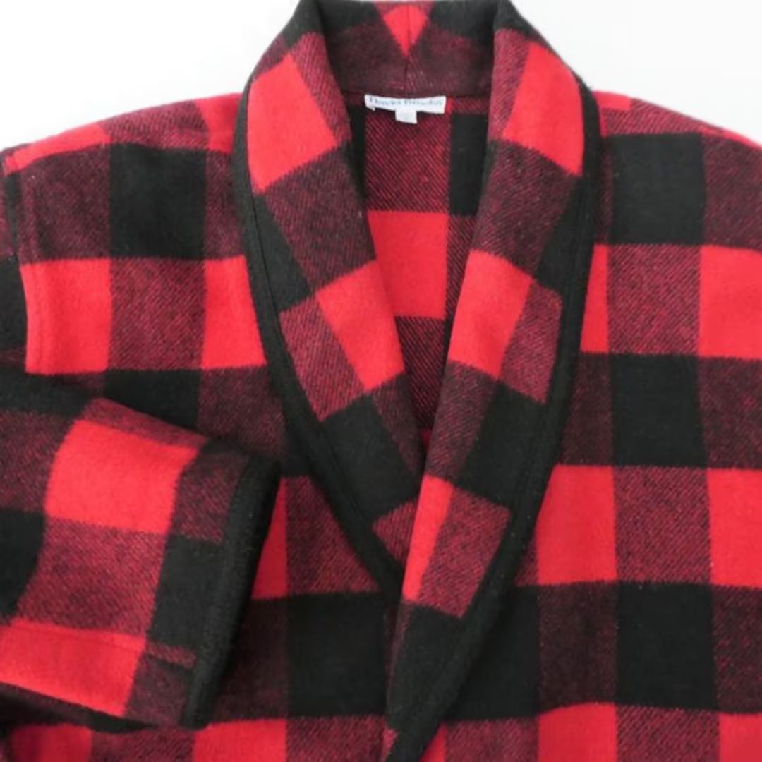 Vintage Pure Wool Red Black Buffalo Plaid Jacket Coat Shawl - Etsy | Etsy (US)
