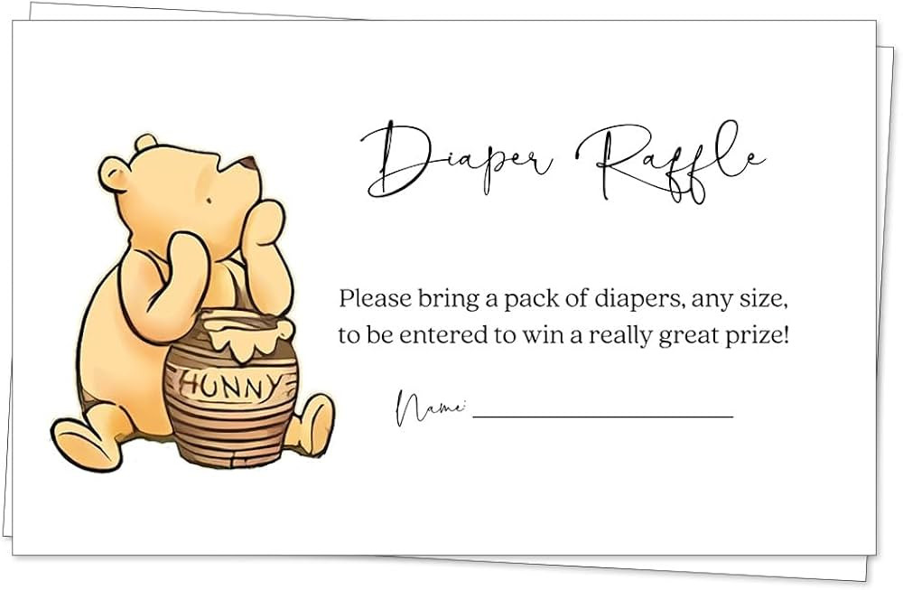 Winnie the Pooh Baby Shower Diaper Raffle Ticket Diaper Wipes Raffle Ticket Insert Request Prize ... | Amazon (US)