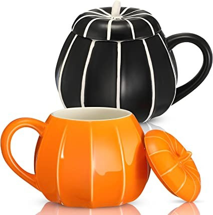 Halloween Mug Pumpkin Mug with Lid 2 Pieces Halloween Mugs Fall Coffee Mug Pumpkin Ceramics Coffe... | Amazon (US)