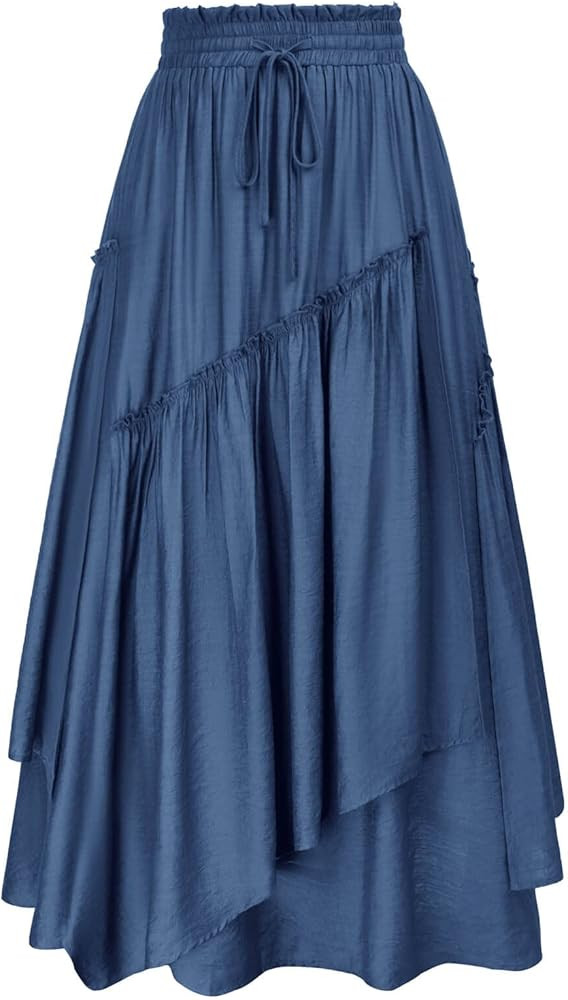 Scarlet Darkness Women Renaissance Layered Long Skirt Elastic High Waist Tiered Skirt with Pocket... | Amazon (US)