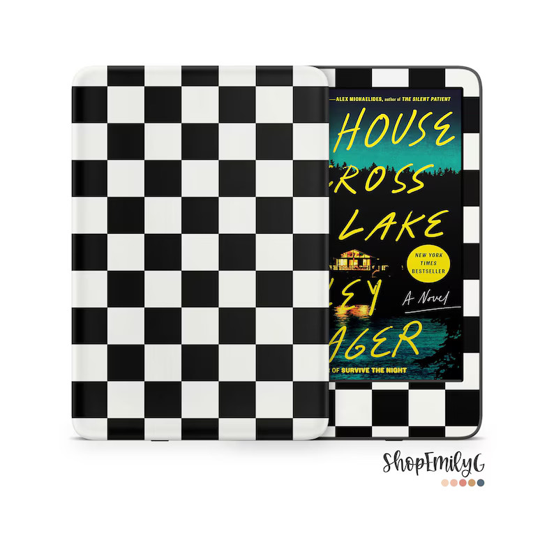 Black Checkered Kindle Skin Aesthetic Wrap for Amazon Kindle Basic, Paperwhite, Fire, Oasis, Scri... | Etsy (US)