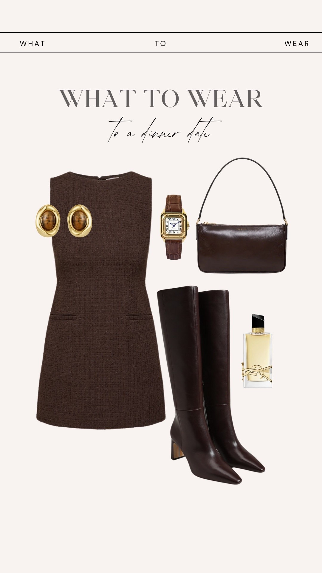 Outfit idea for a dinner date 🤍 

brown tweed dress, knee high boots, fall style, chocolate brown outfit, date night style

#LTKWorkwear #LTKStyleTip #LTKShoeCrush